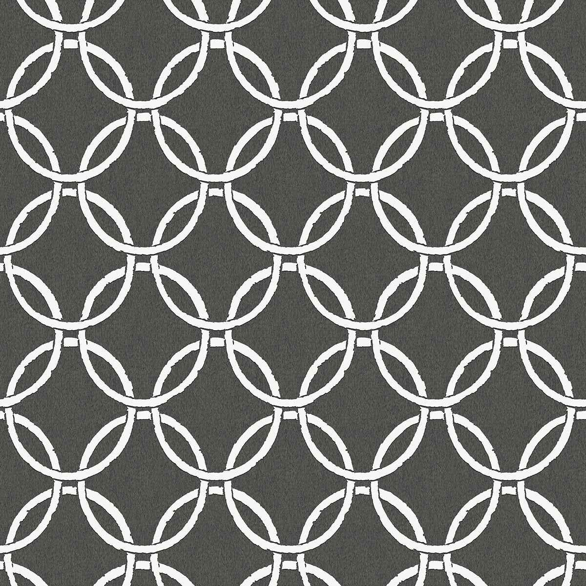 Quelala Black Ring Ogee Wallpaper - York Wallcoverings - 3122-11000 - York Wallcoverings Wallpaper