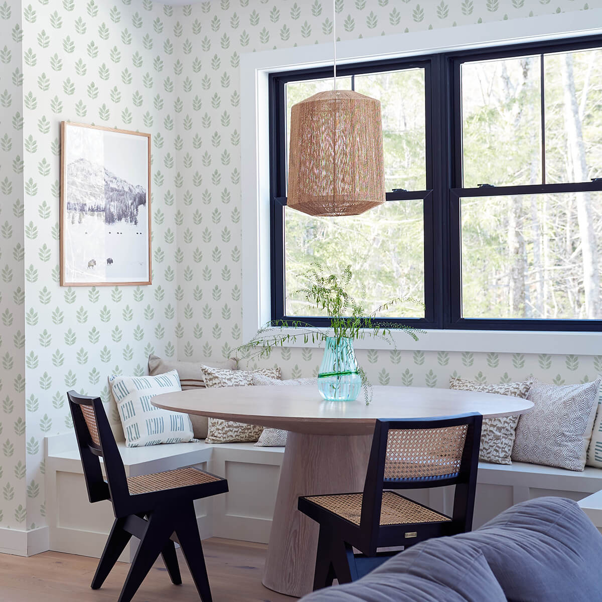 ervic-green-leaf-block-print-wallpaper-york-wallcoverings-3122-11304 - York Wallcoverings Papel pintado