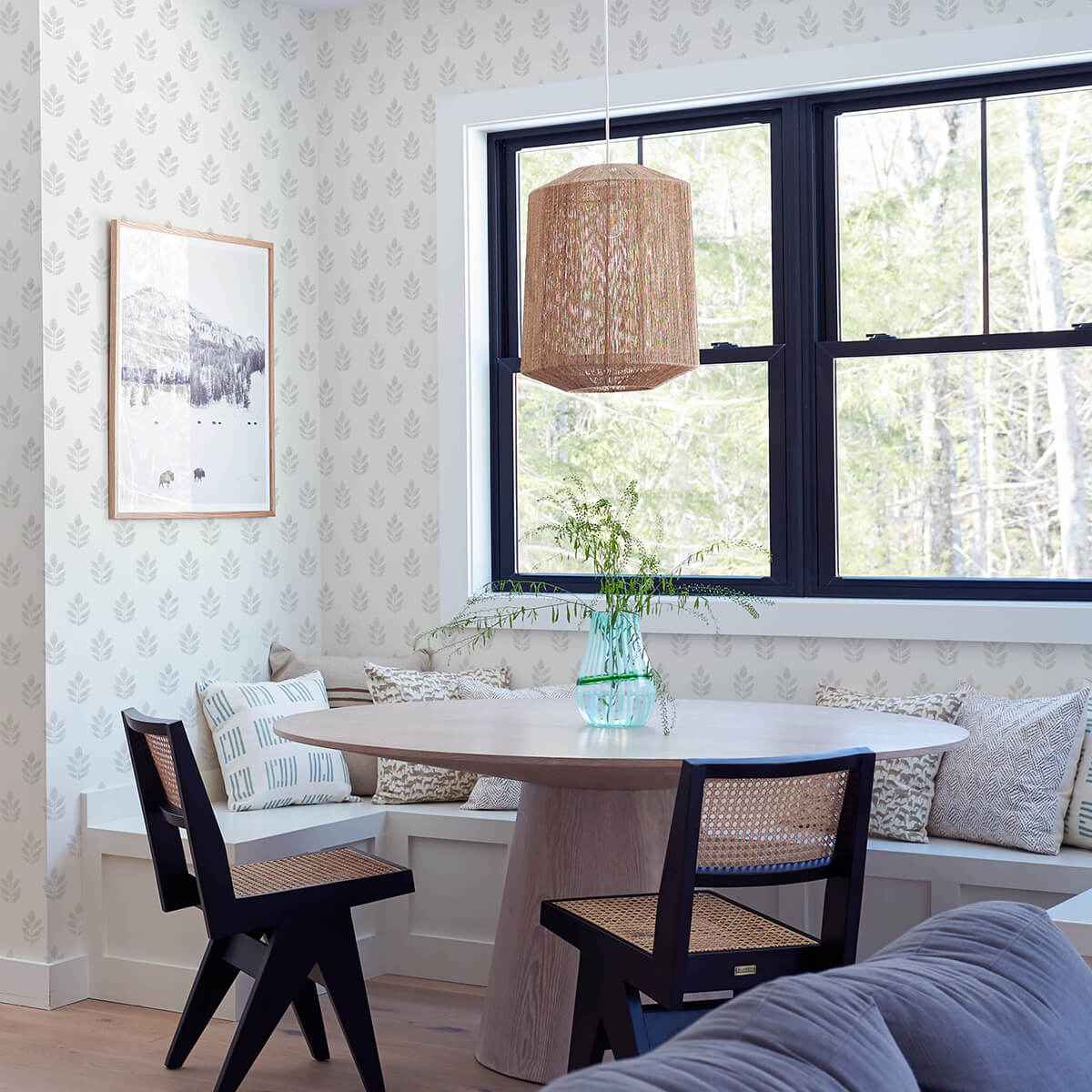 Ervic Light Grey Leaf Block Print Wallpaper - York Wallcoverings - 3122-11310 - York Wallcoverings Wallpaper