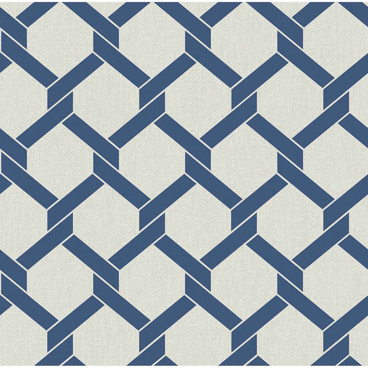 Payton Blue Hexagon Trellis Wallpaper - York Wallcoverings - 2971-86308