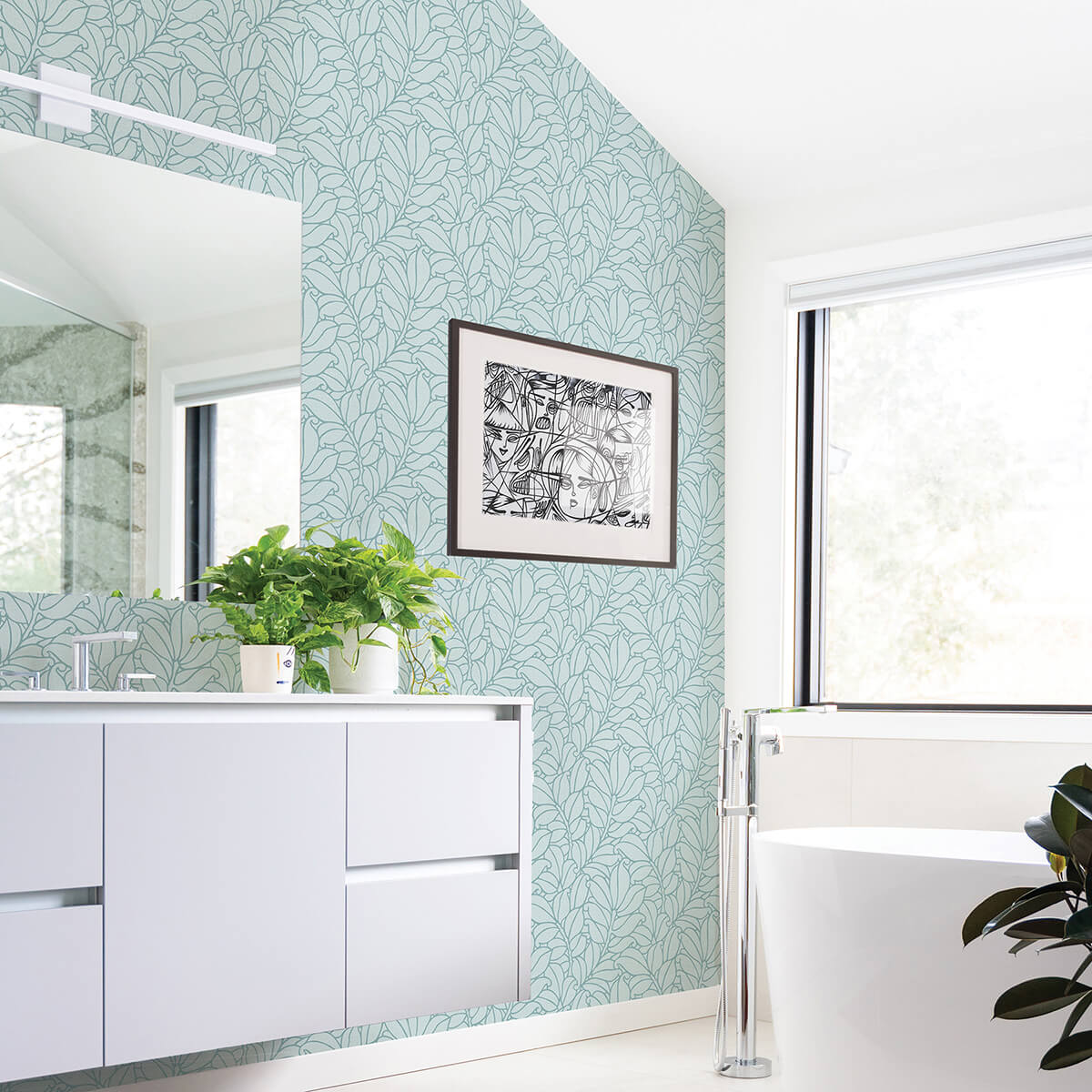 coraline-teal-leaf-wallpaper-york-wallcoverings-2971-86321 - York Wallcoverings Papel pintado