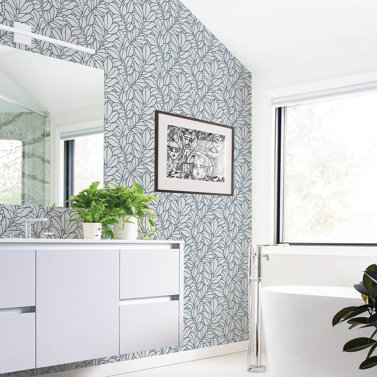 coraline-blue-leaf-wallpaper-york-wallcoverings-2971-86323 - York Wallcoverings Wallpaper