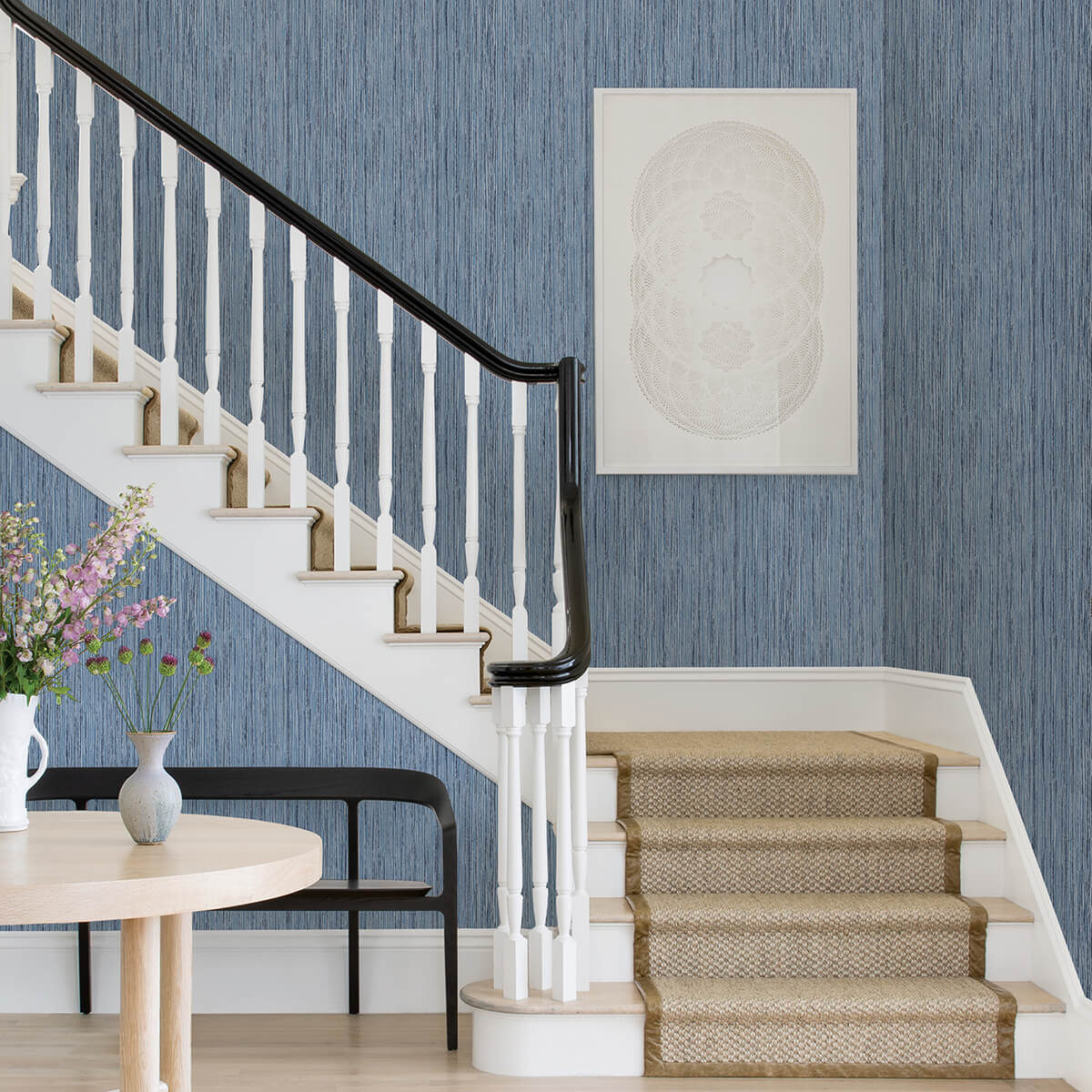 justina-indigo-faux-grasscloth-wallpaper-york-wallcoverings-2971-86342 - York Wallcoverings Wallpaper