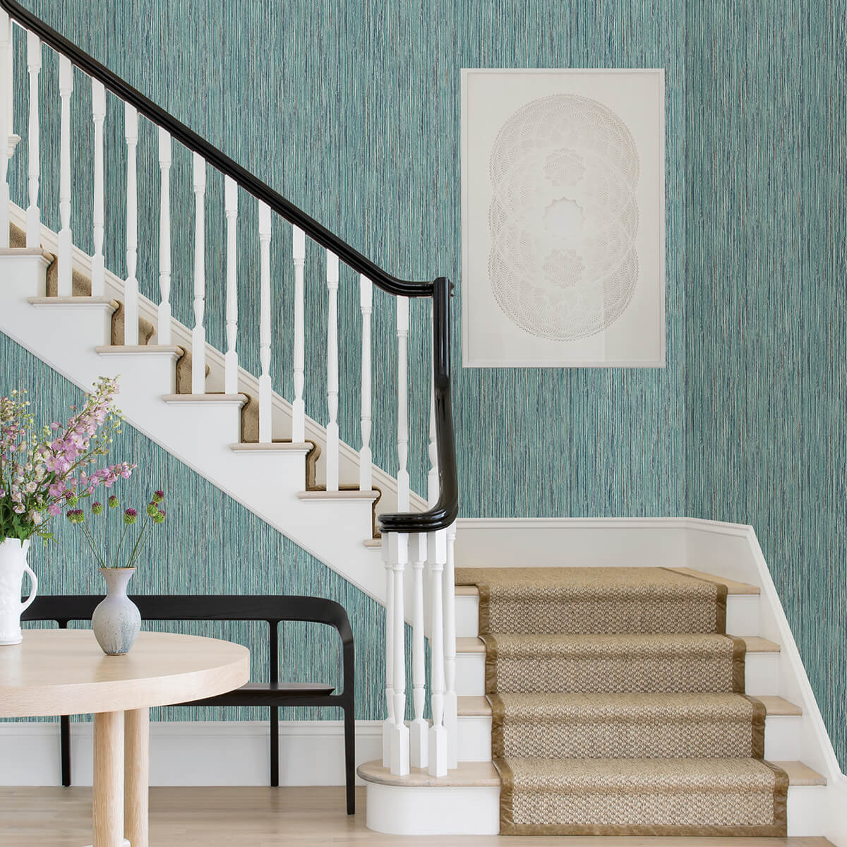 justina-teal-faux-grasscloth-wallpaper-york-wallcoverings-2971-86343 - York Wallcoverings Wallpaper