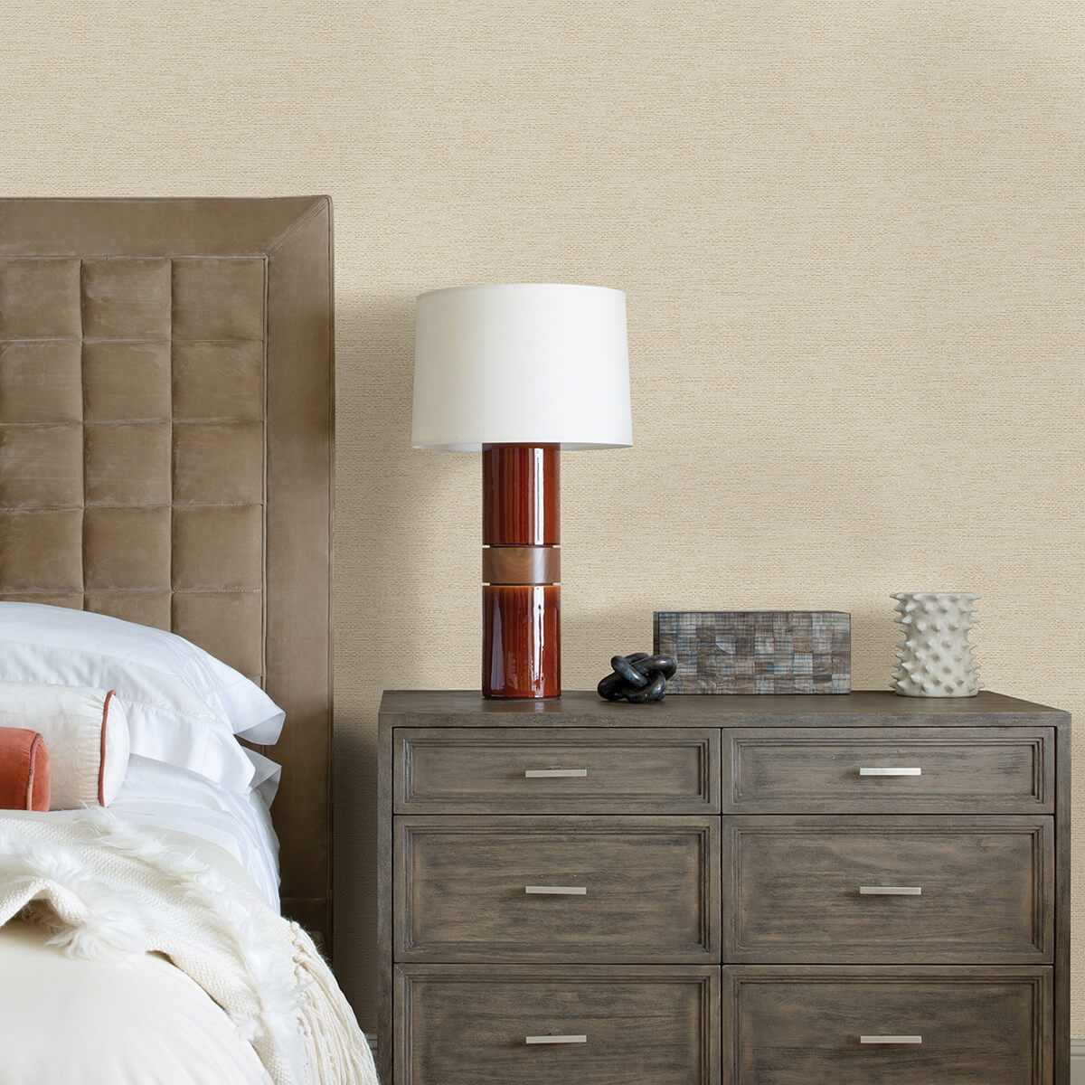 jordan-cream-faux-tweed-wallpaper-york-wallcoverings-2971-86355 - York Wallcoverings Papel pintado