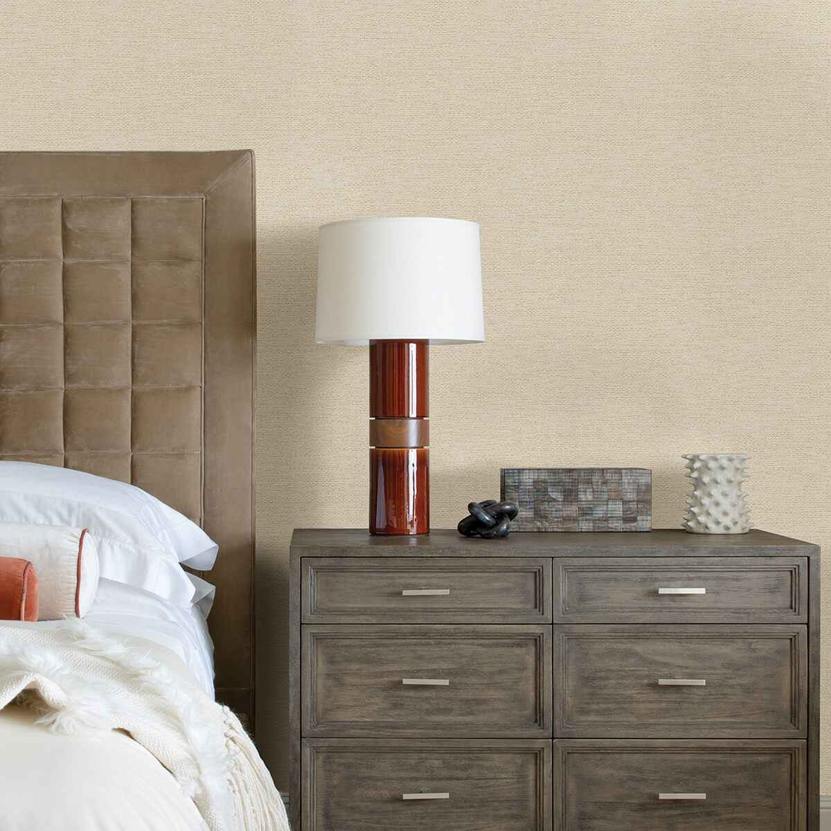 Jordan Cream Faux Tweed Wallpaper - York Wallcoverings - 2971-86355 - York Wallcoverings Wallpaper