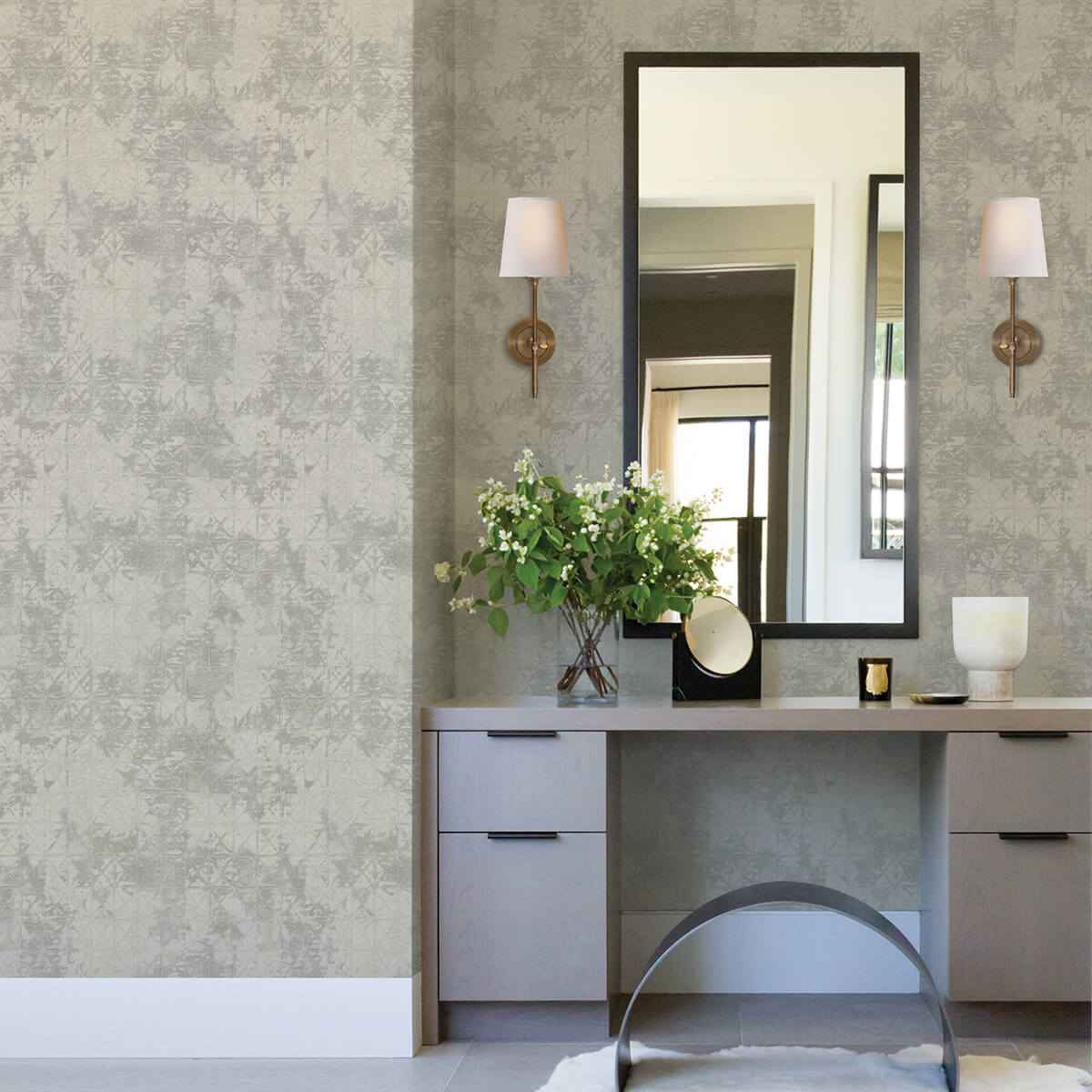 Odell Silver Antique Tiles Wallpaper - York Wallcoverings - 2971-86371 - York Wallcoverings Wallpaper
