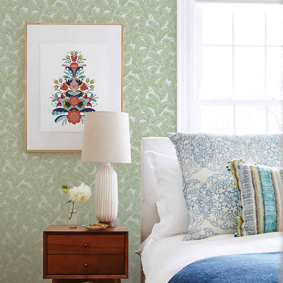 Green Fernanda Peel and Stick Wallpaper - York Wallcoverings - NUS4159 - York Wallcoverings Wallpaper