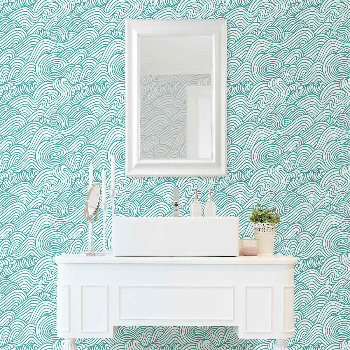 Teal Saybrook Peel and Stick Wallpaper - York Wallcoverings - NUS4164 - York Wallcoverings Wallpaper