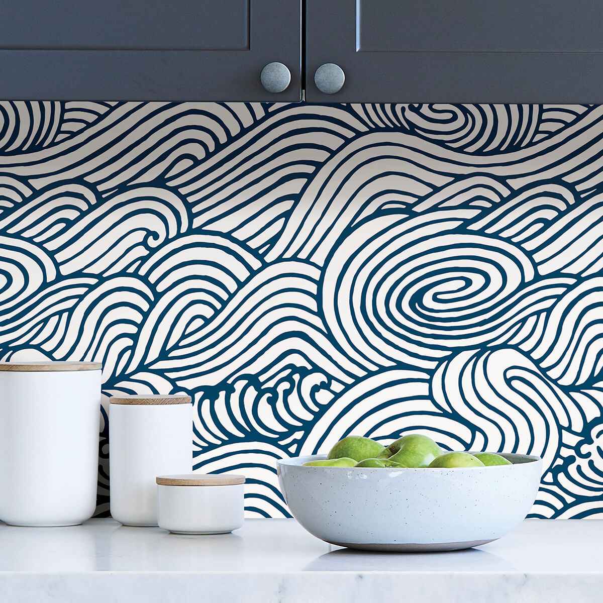 Navy Saybrook Peel and Stick Wallpaper - York Wallcoverings - NUS3562 - York Wallcoverings Wallpaper