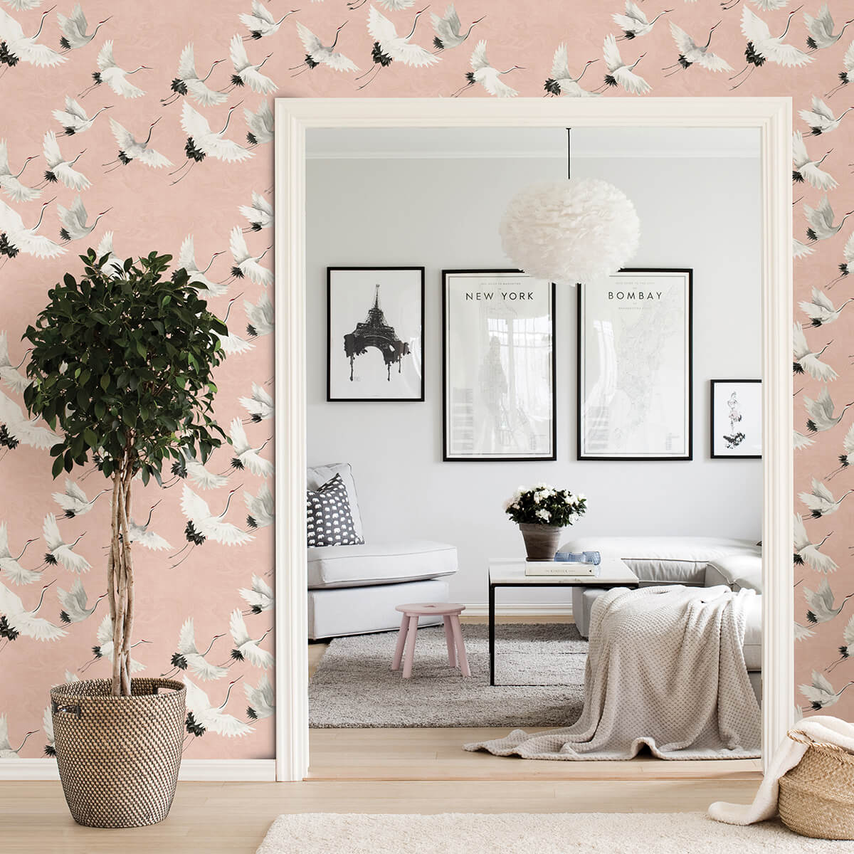 pink-halcyon-peel-and-stick-wallpaper-york-wallcoverings-nus4299 - York Wallcoverings Wallpaper