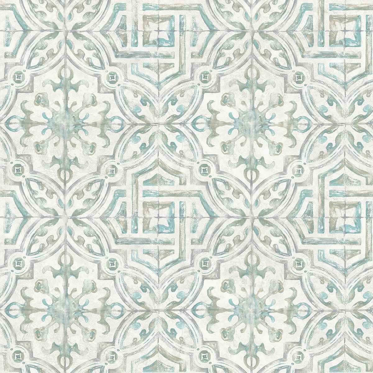 Teal and Grey Landondale Peel and Stick Wallpaper - York Wallcoverings - NUS4395 - York Wallcoverings Wallpaper