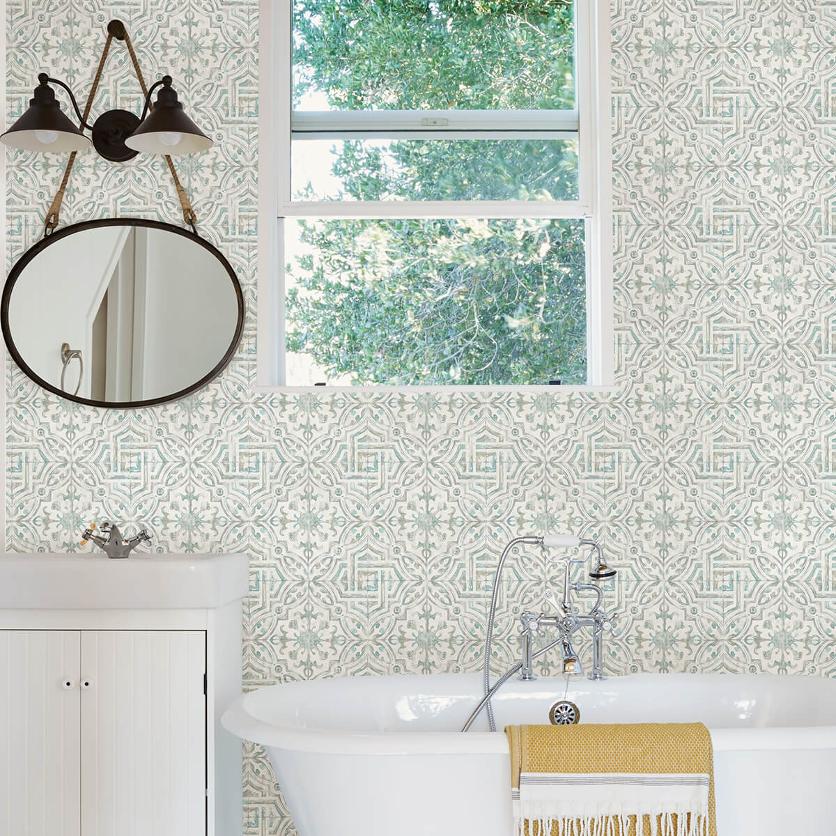 teal-and-grey-landondale-peel-and-stick-wallpaper-york-wallcoverings-nus4395 - York Wallcoverings Wallpaper
