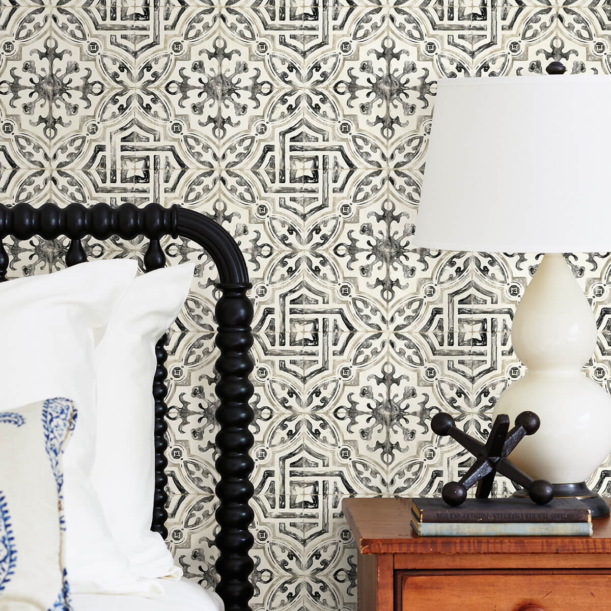 black-landondale-peel-and-stick-wallpaper-york-wallcoverings-nus4397 - York Wallcoverings Wallpaper