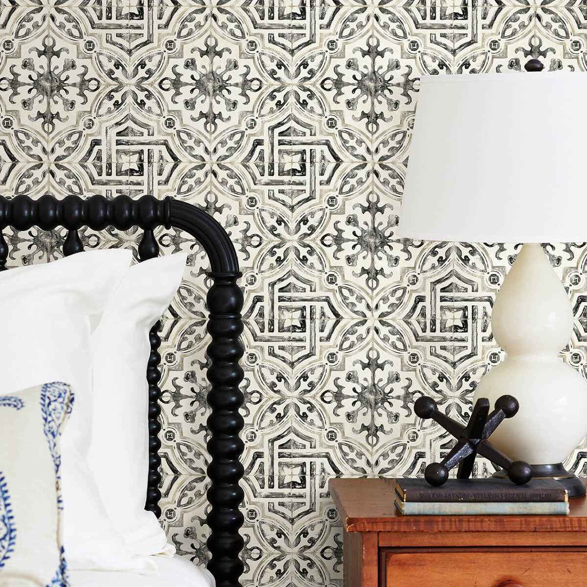 Black Landondale Peel & Stick Wallpaper - York Wallcoverings - NUS4397 - York Wallcoverings Wallpaper
