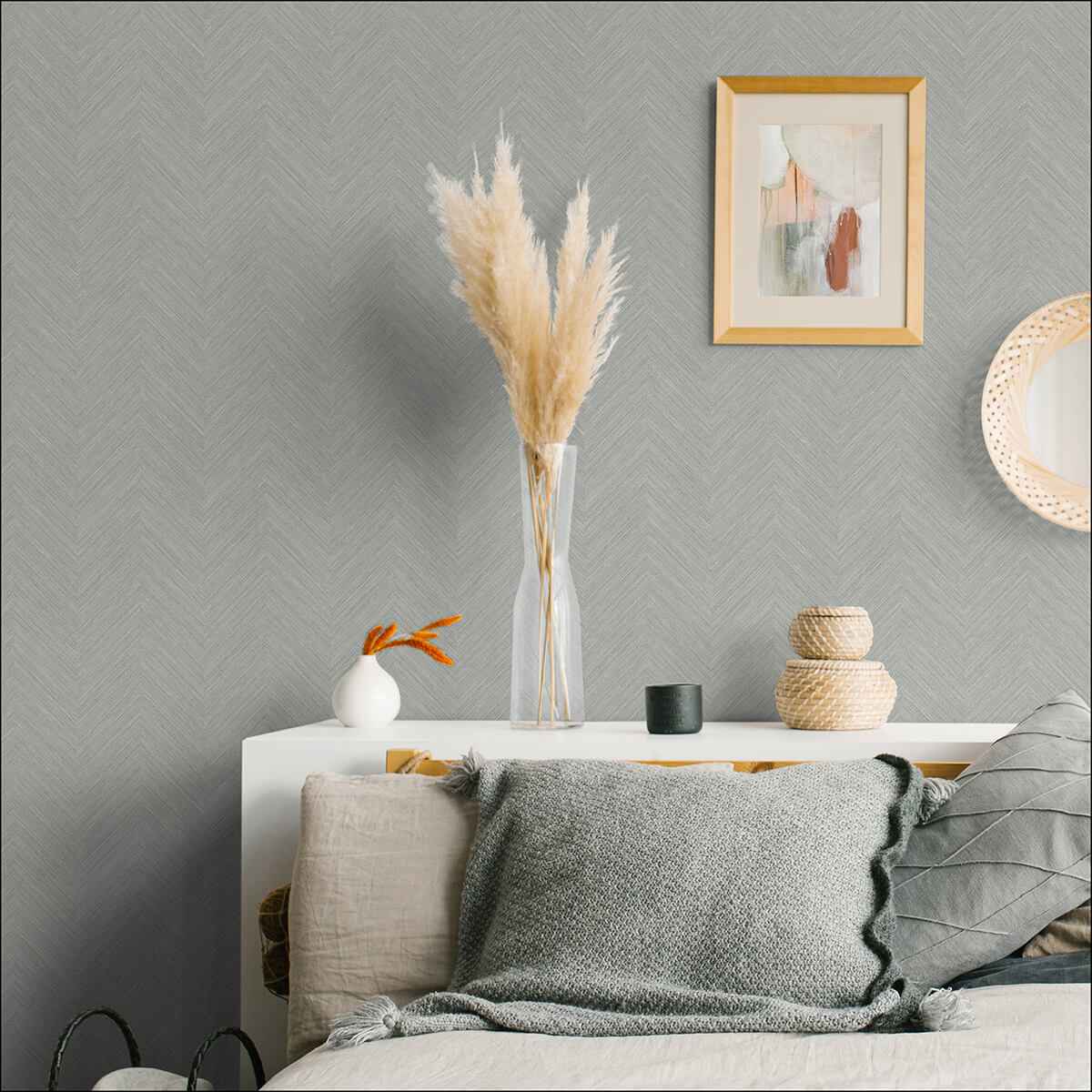 Taupe and Blue Sampson Peel and Stick Wallpaper - York Wallcoverings - NUS4400 - York Wallcoverings Wallpaper