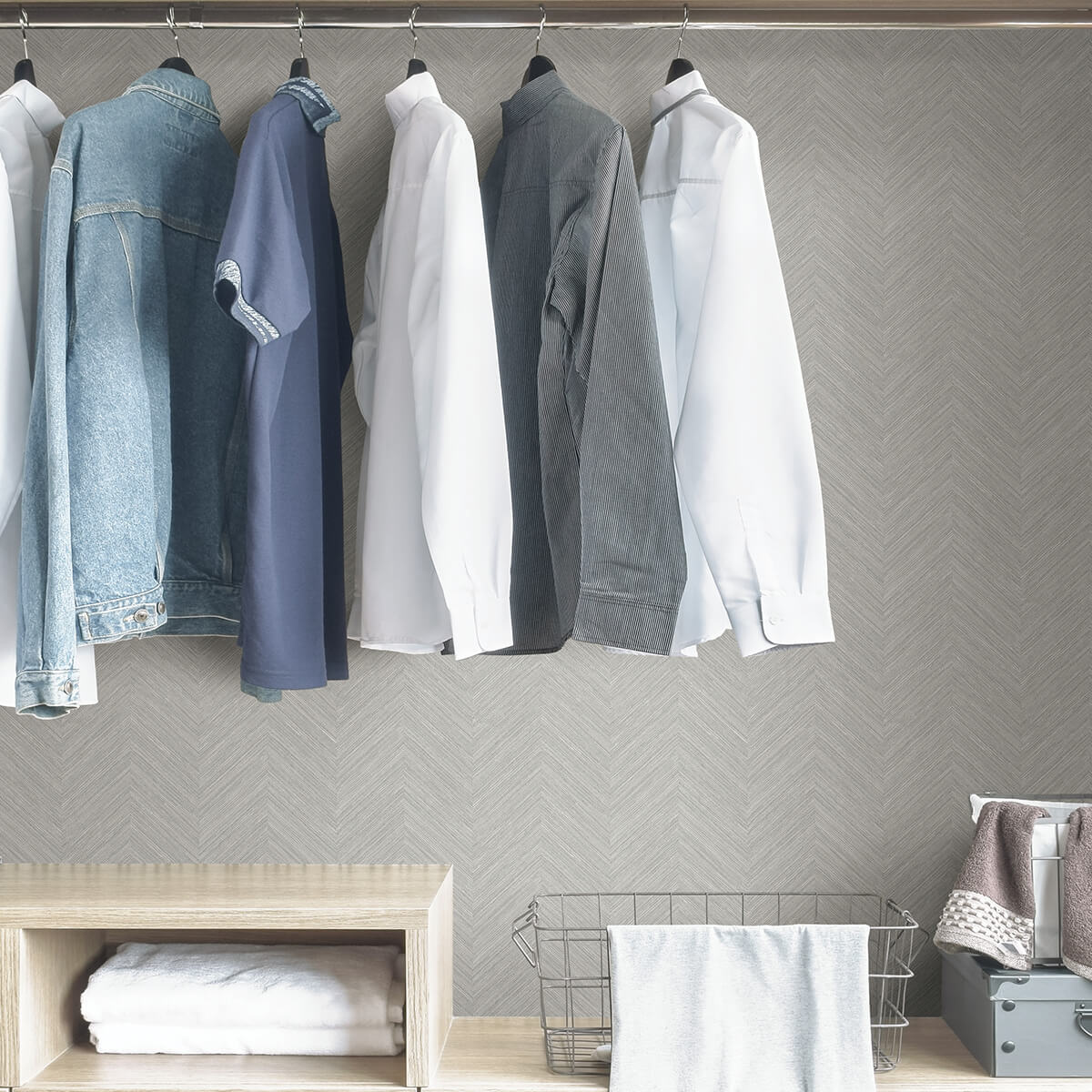 taupe-and-blue-sampson-peel-and-stick-wallpaper-york-wallcoverings-nus4400 - York Wallcoverings Wallpaper