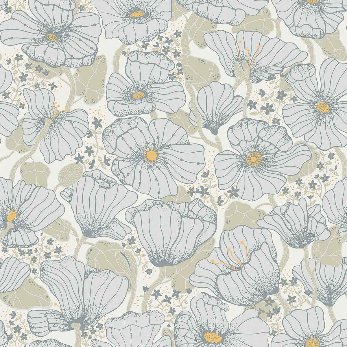 Matilda Blue Poppy Fields Wallpaper - York Wallcoverings - 2932-65110