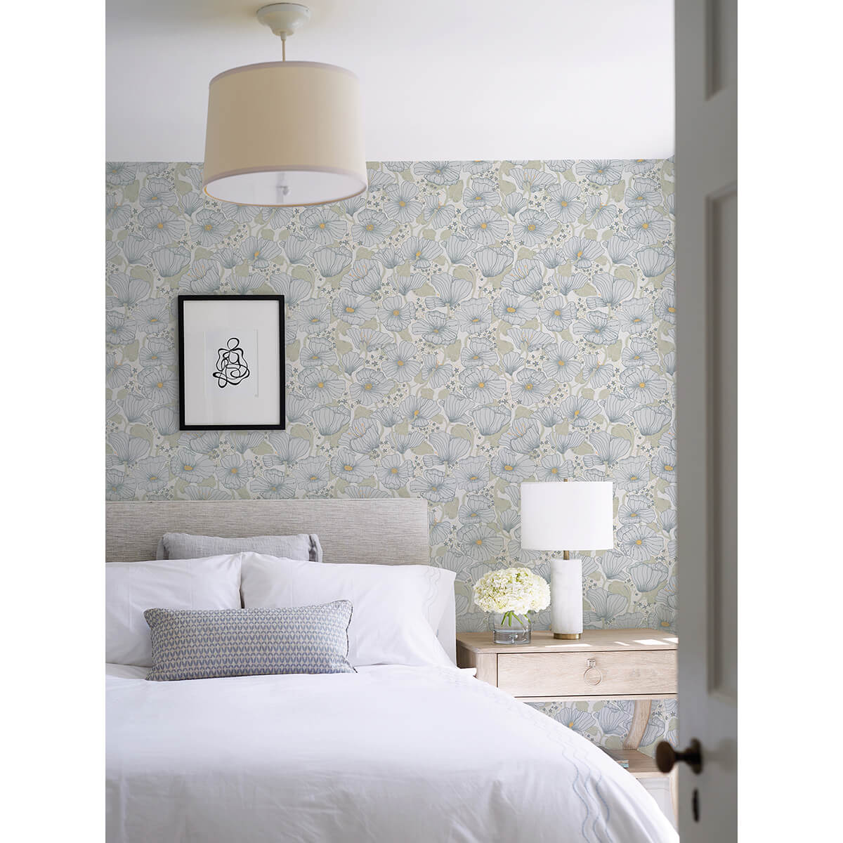 matilda-blue-poppy-fields-wallpaper-york-wallcoverings-2932-65110 - York Wallcoverings Papel pintado