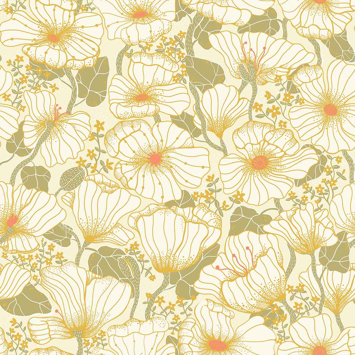 Matilda Green Poppy Fields Wallpaper - York Wallcoverings - 2932-65111