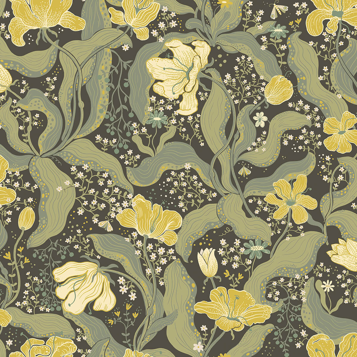 bodri-green-tulip-garden-wallpaper-york-wallcoverings-2932-65113 - York Wallcoverings Wallpaper