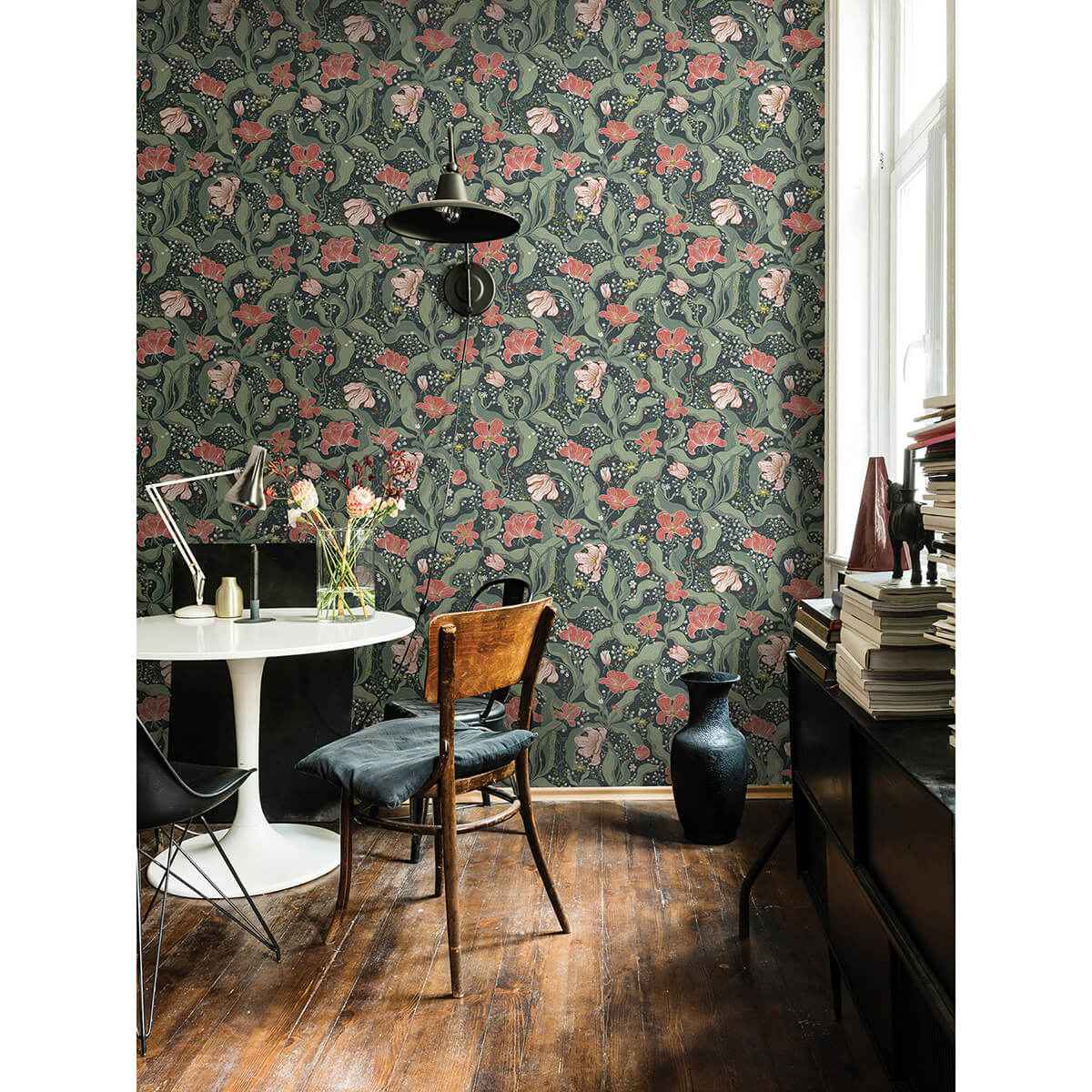 Bodri Turquoise Tulip Garden Wallpaper - York Wallcoverings - 2932-65116 - York Wallcoverings Wallpaper