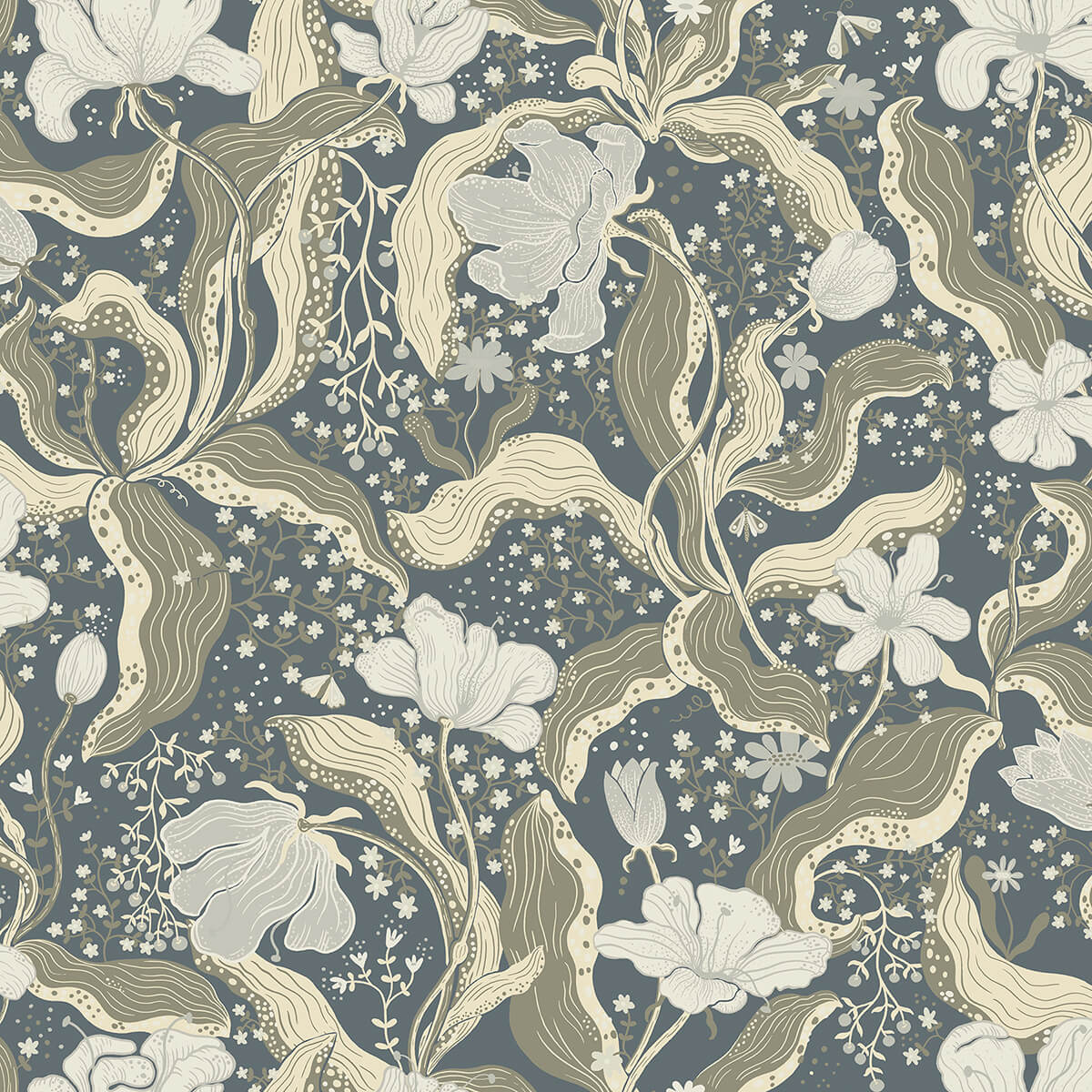 bodri-blue-tulip-garden-wallpaper-york-wallcoverings-2932-65117 - York Wallcoverings Wallpaper