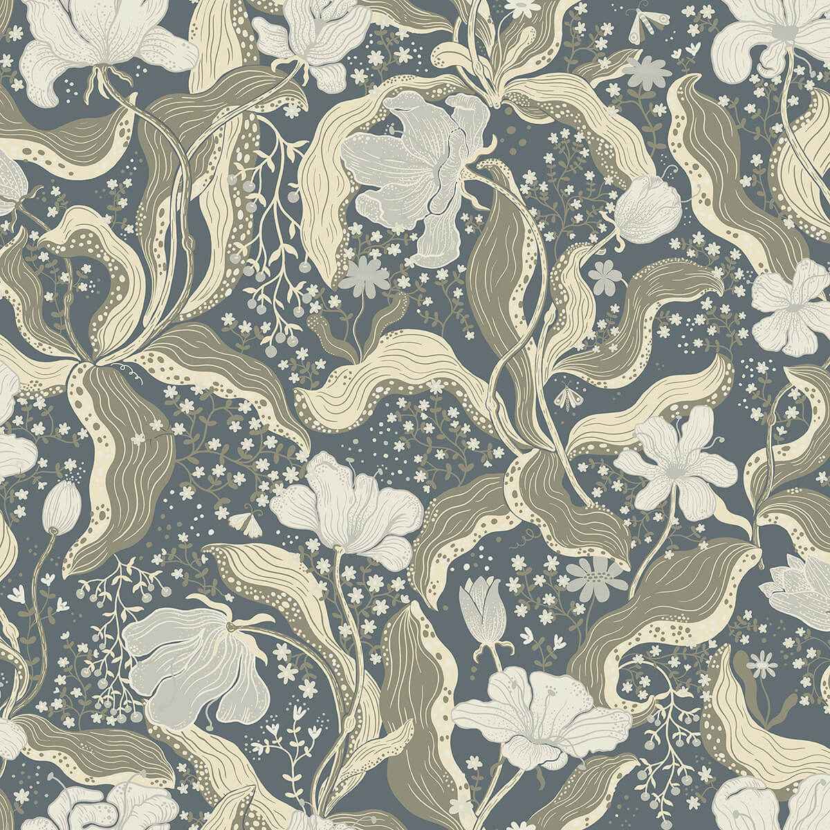 Bodri Blue Tulip Garden Wallpaper - York Wallcoverings - 2932-65117 - York Wallcoverings Wallpaper