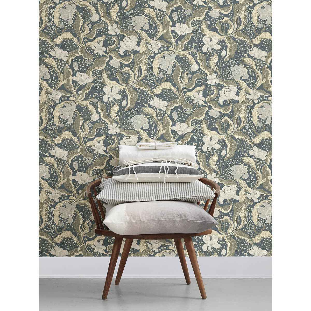 Bodri Blue Tulip Garden Wallpaper - York Wallcoverings - 2932-65117 - York Wallcoverings Wallpaper