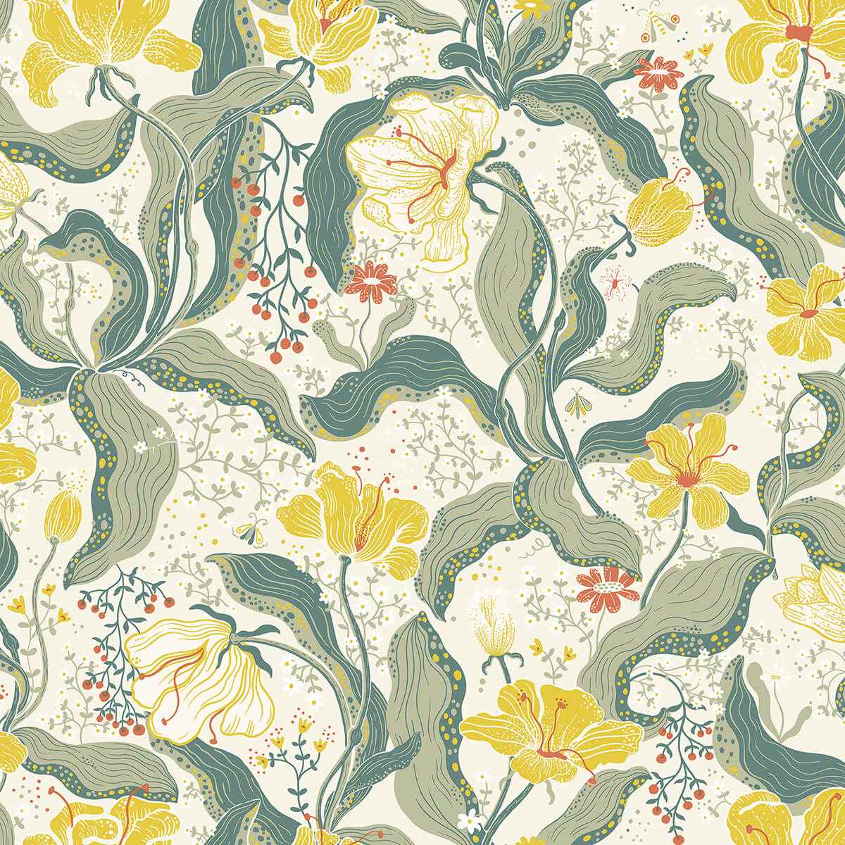 Bodri Yellow Tulip Garden Wallpaper - York Wallcoverings - 2932-65118 - York Wallcoverings Wallpaper