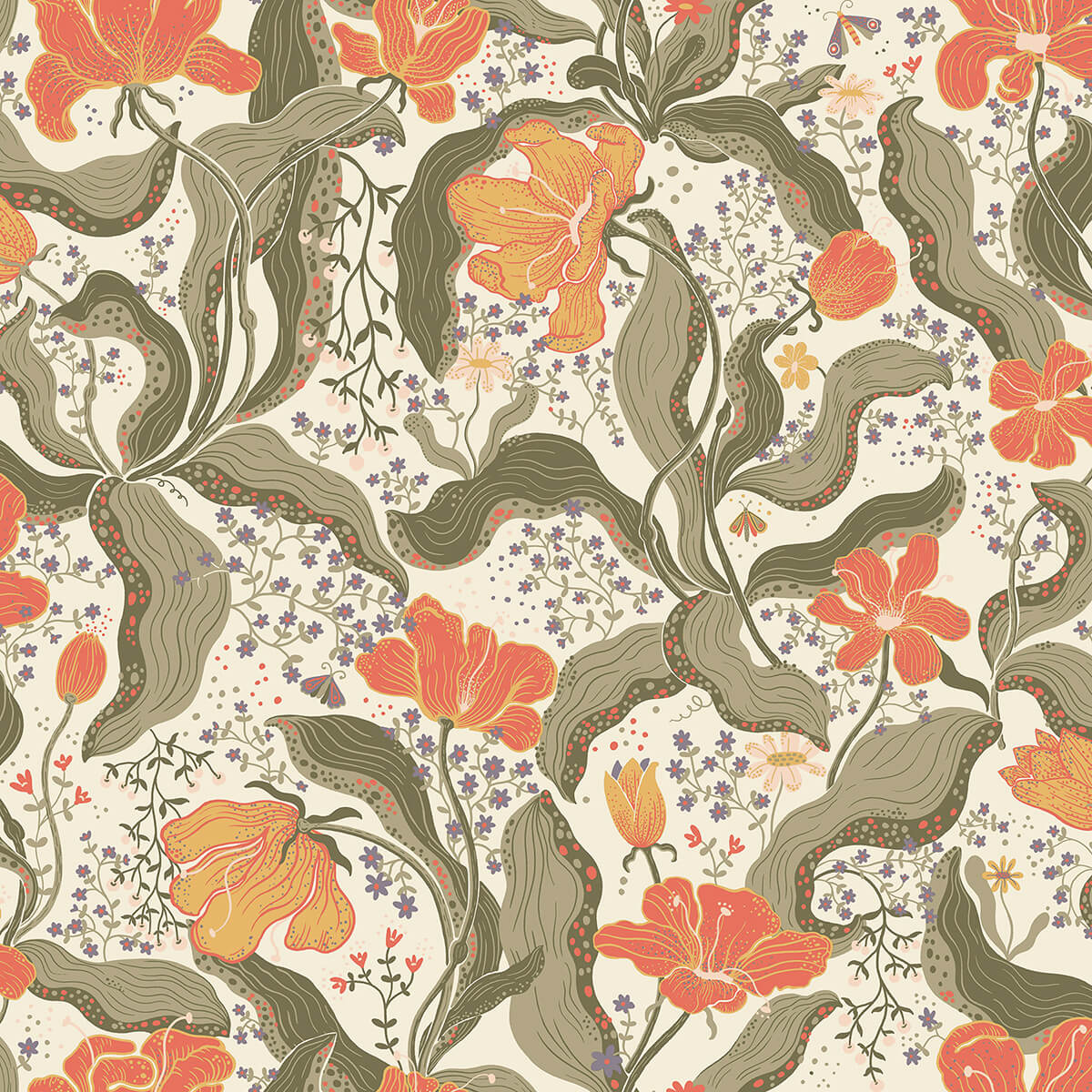 bodri-dark-green-tulip-garden-wallpaper-york-wallcoverings-2932-65119 - York Wallcoverings Wallpaper