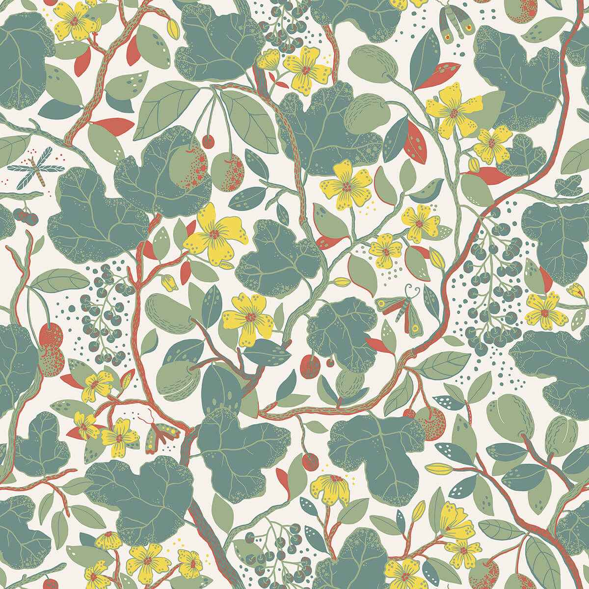 Ewald Turquoise Garden Vines Wallpaper - York Wallcoverings - 2932-65123 - York Wallcoverings Wallpaper