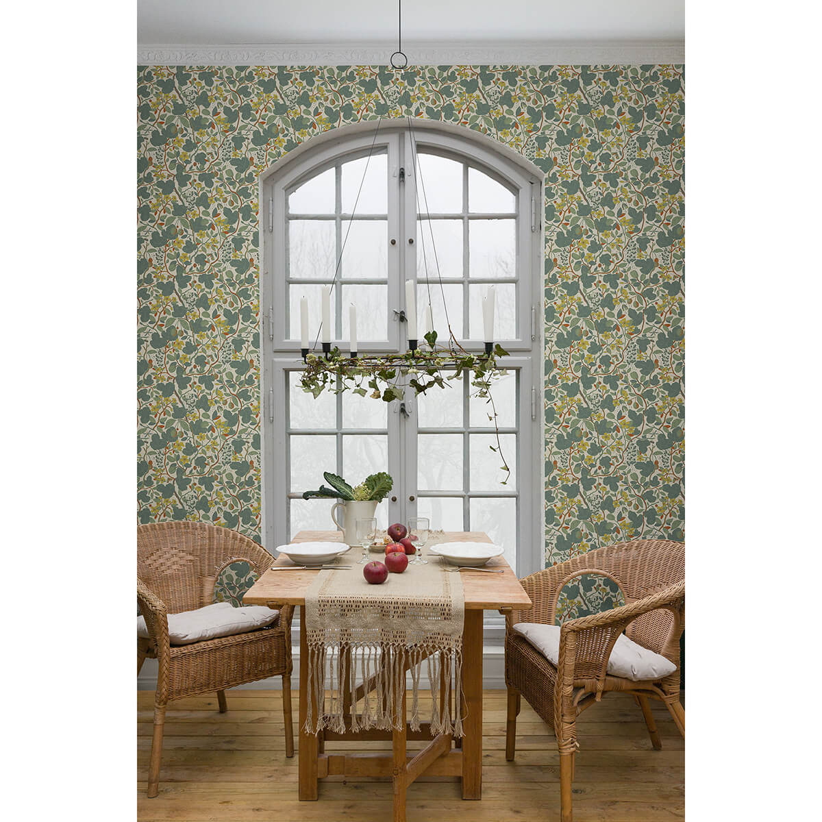 ewald-turquoise-garden-vines-wallpaper-york-wallcoverings-2932-65123 - York Wallcoverings Papel pintado