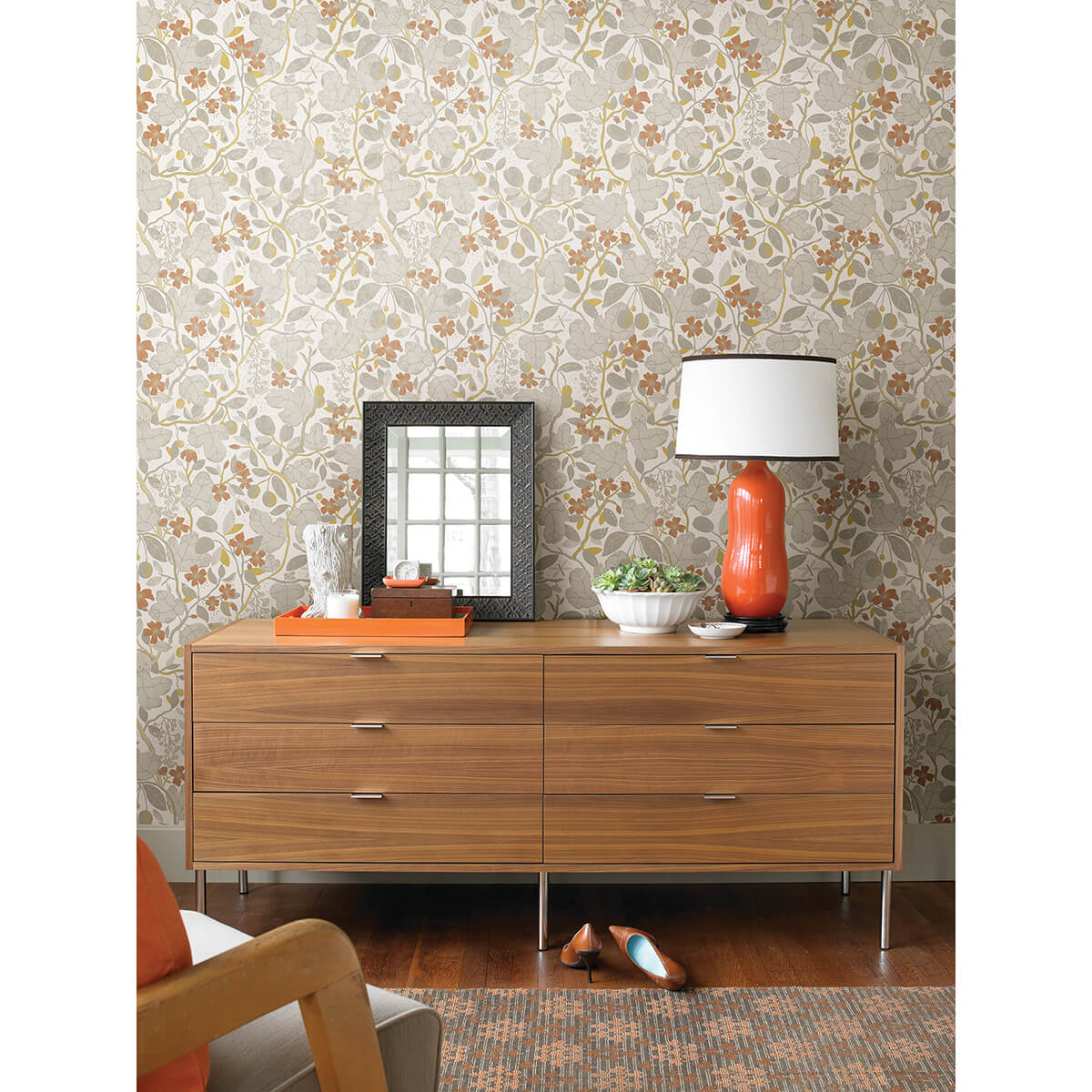 ewald-grey-garden-vines-wallpaper-york-wallcoverings-2932-65124 - York Wallcoverings Papel pintado