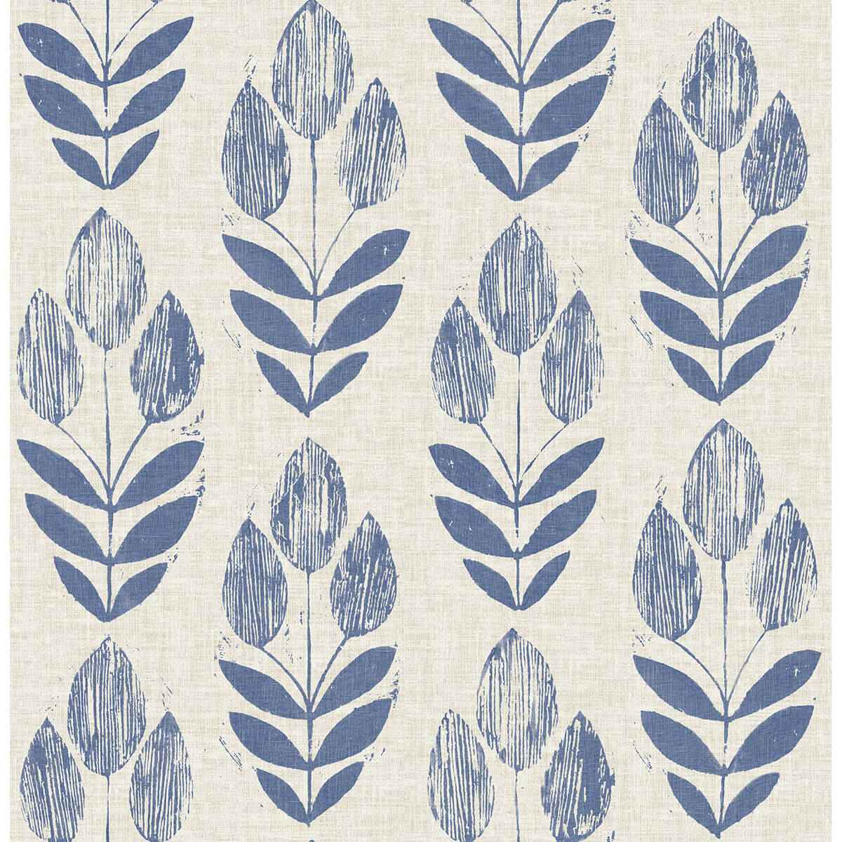 Blue Folk Tulip Peel and Stick Wallpaper - York Wallcoverings - NUS4288 - York Wallcoverings Wallpaper