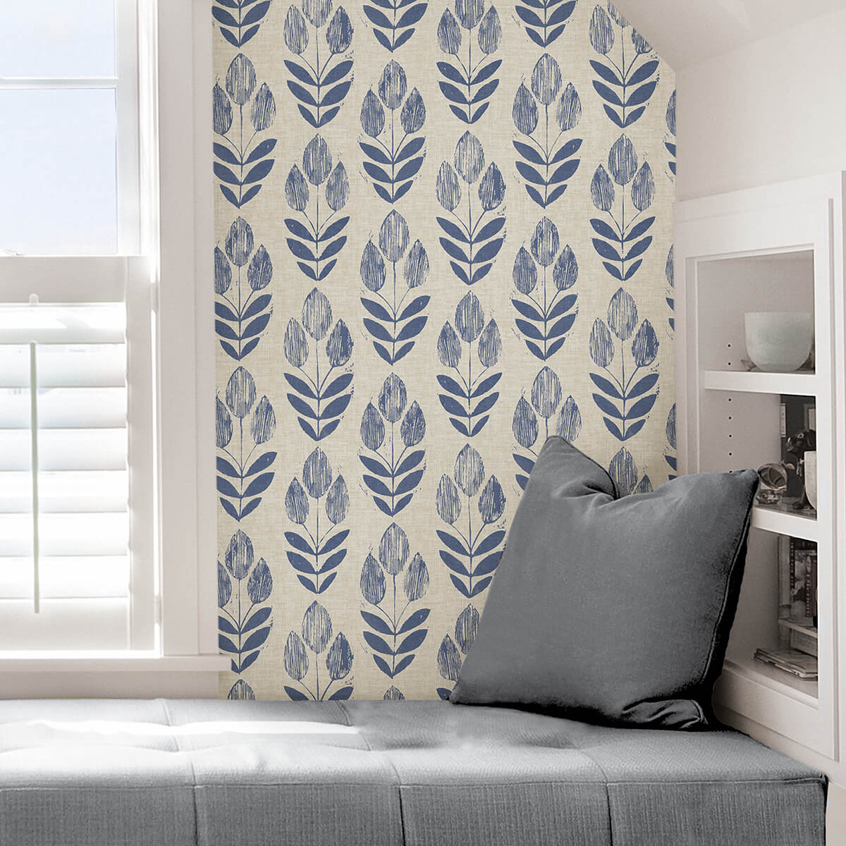 blue-folk-tulip-peel-and-stick-wallpaper-york-wallcoverings-nus4288 - York Wallcoverings Wallpaper