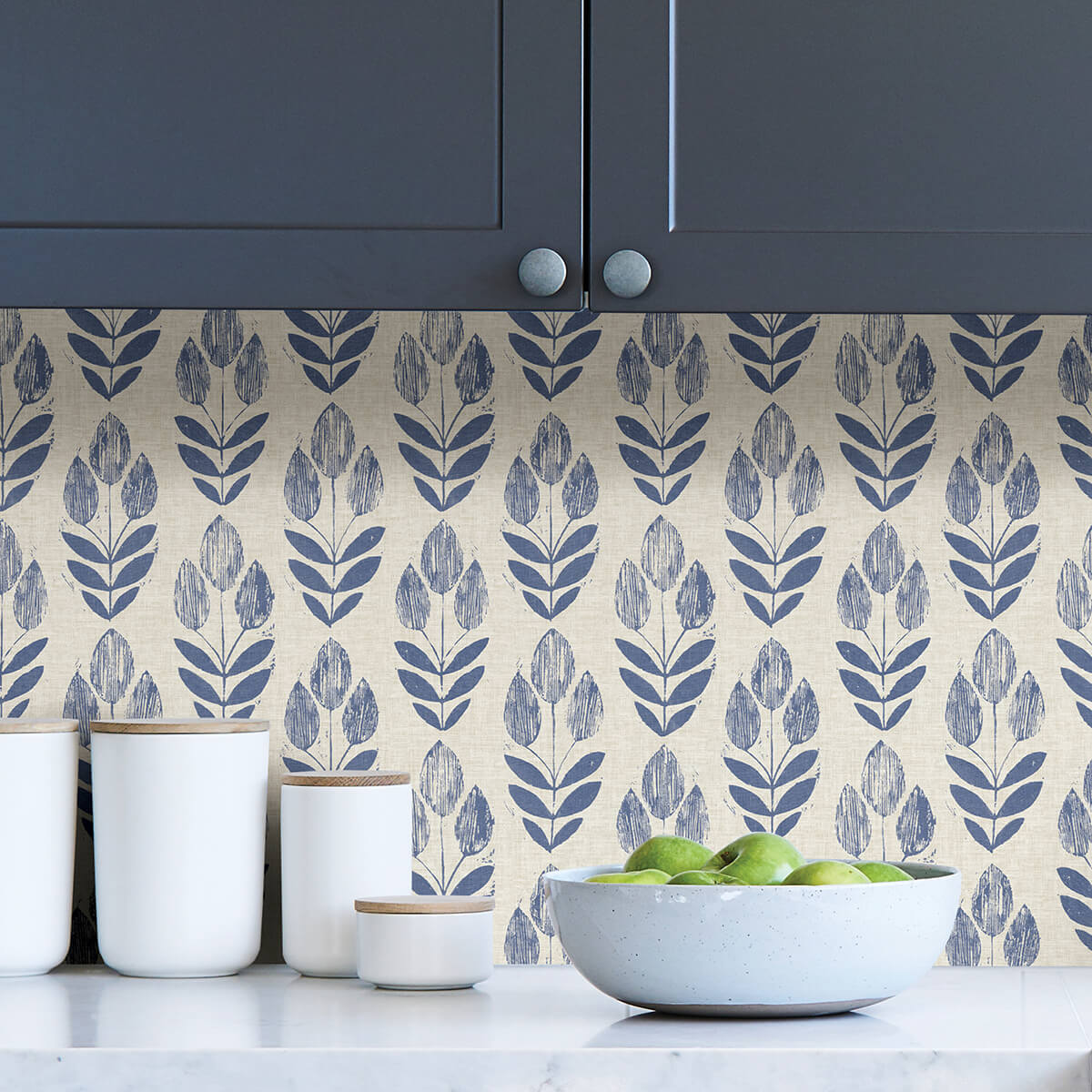 blue-folk-tulip-peel-and-stick-wallpaper-york-wallcoverings-nus4288 - York Wallcoverings Wallpaper