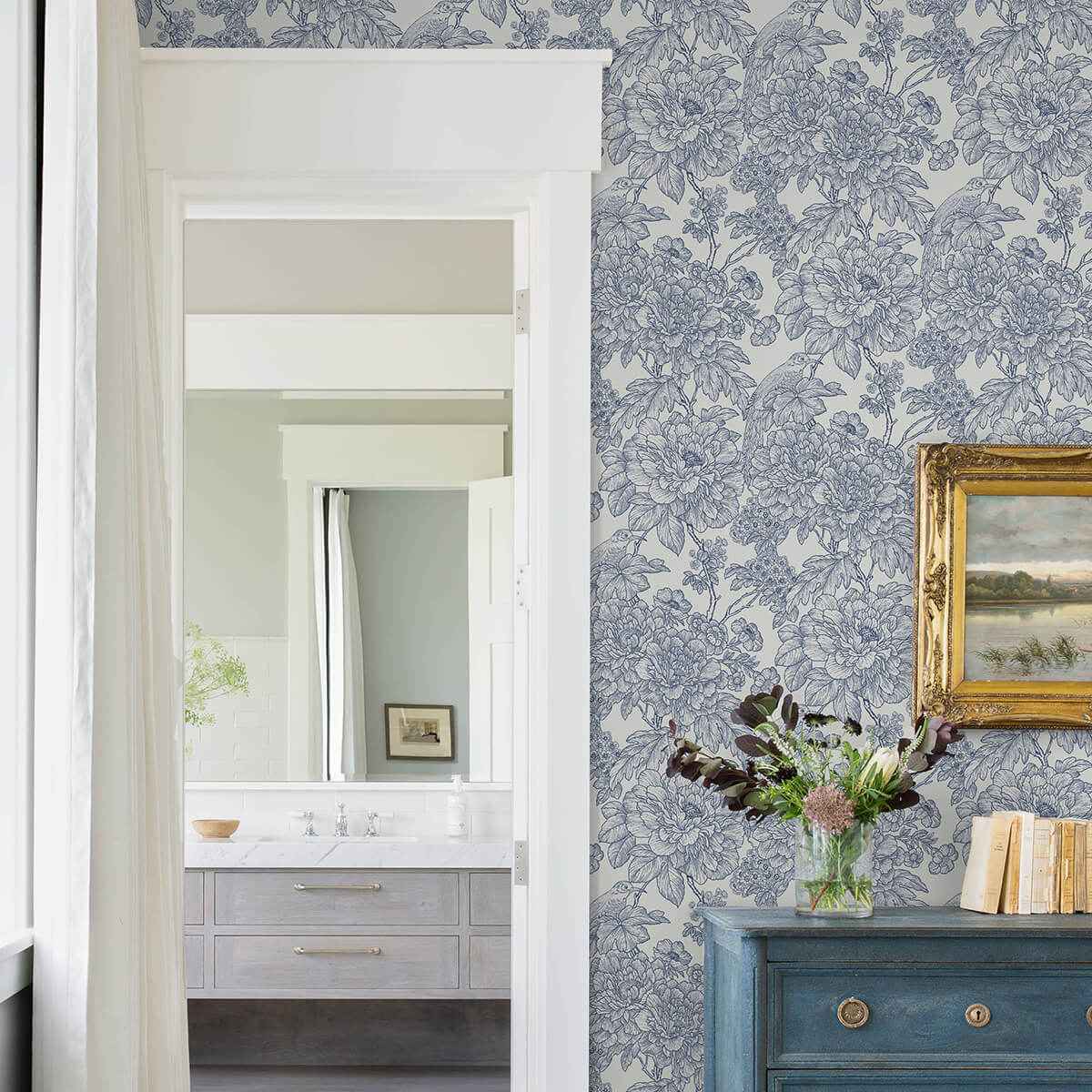 Blue Sudbury Peel and Stick Wallpaper - York Wallcoverings - NUS4289 - York Wallcoverings Wallpaper