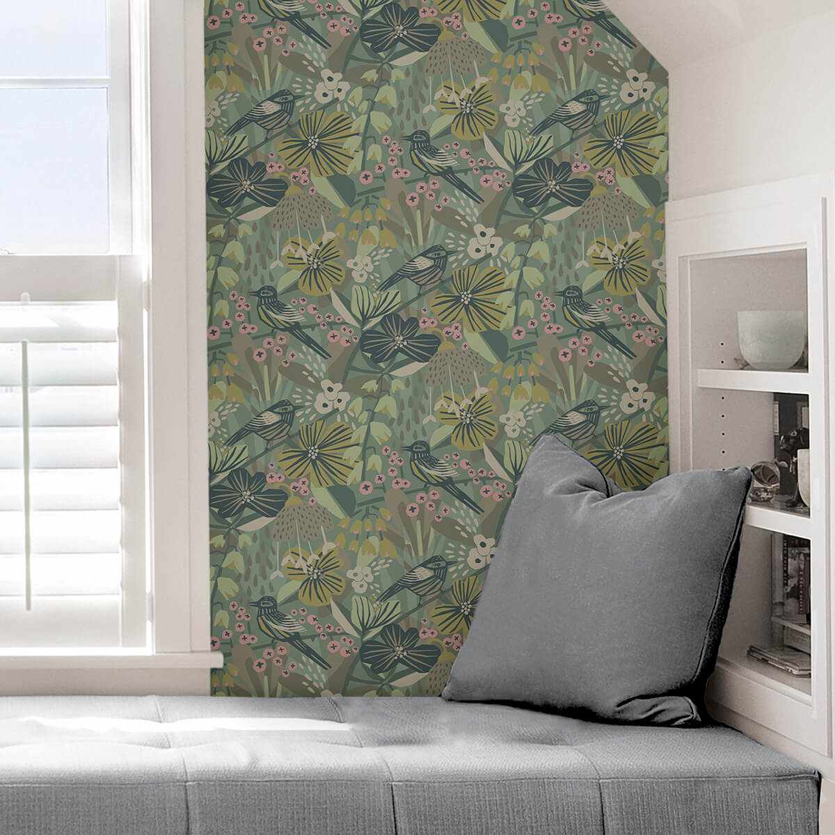 sage-jaybird-peel-and-stick-wallpaper-york-wallcoverings-pls4217 - York Wallcoverings Wallpaper