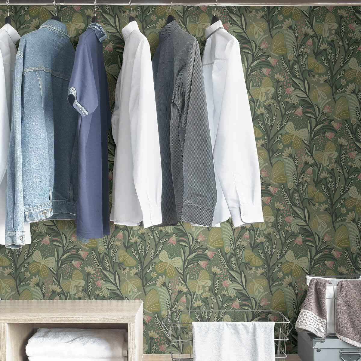 Sage Papillon Flutter Peel and Stick Wallpaper - York Wallcoverings - PLS4204 - York Wallcoverings Wallpaper