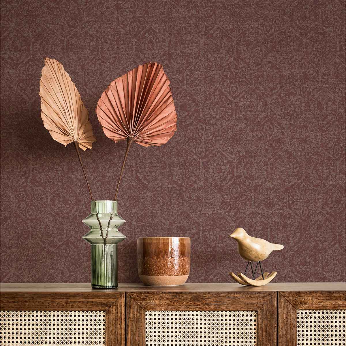 Edsel Maroon Geometric Wallpaper - York Wallcoverings - 4044-38022-4 - York Wallcoverings Wallpaper