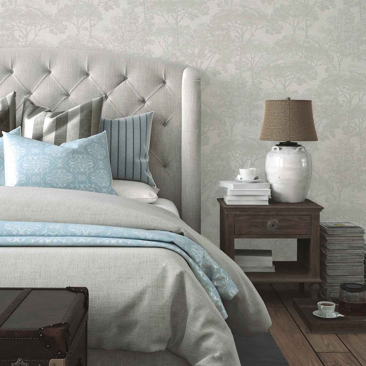 Teatro White Trees Wallpaper - York Wallcoverings - 4044-38023-4 - York Wallcoverings Wallpaper