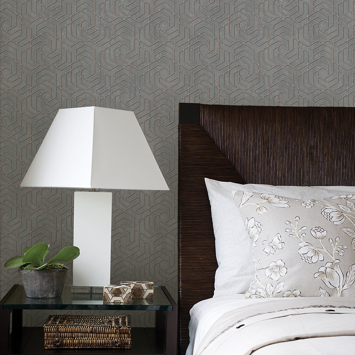 tama-charcoal-geometric-wallpaper-york-wallcoverings-4035-32609 - York Wallcoverings Wallpaper