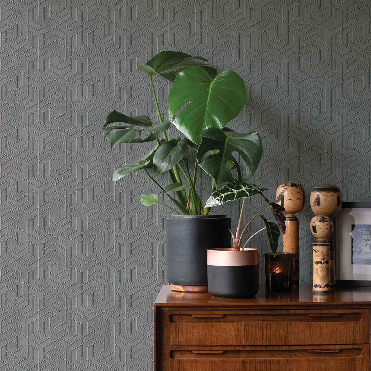 Tama Charcoal Geometric Wallpaper - York Wallcoverings - 4035-32609 - York Wallcoverings Wallpaper