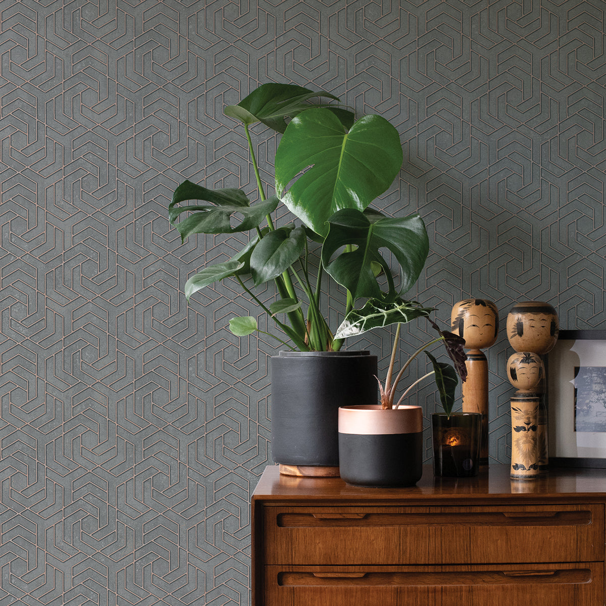 tama-charcoal-geometric-wallpaper-york-wallcoverings-4035-32609 - York Wallcoverings Wallpaper