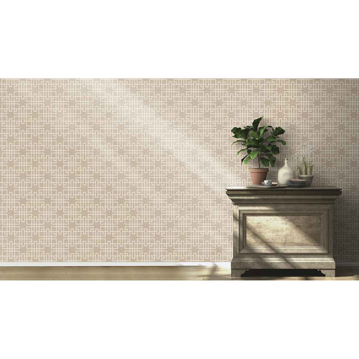 Mana Beige Trellis Wallpaper - York Wallcoverings - 4035-409246 - York Wallcoverings Wallpaper