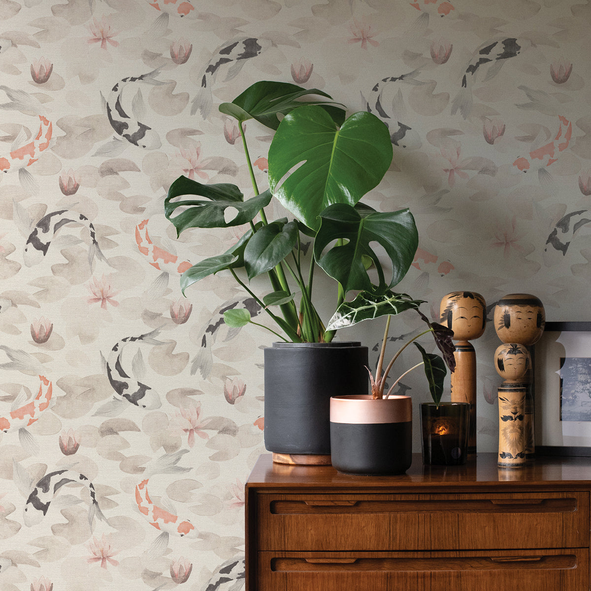 nobu-beige-koi-fish-wallpaper-york-wallcoverings-4035-409420 - York Wallcoverings Wallpaper