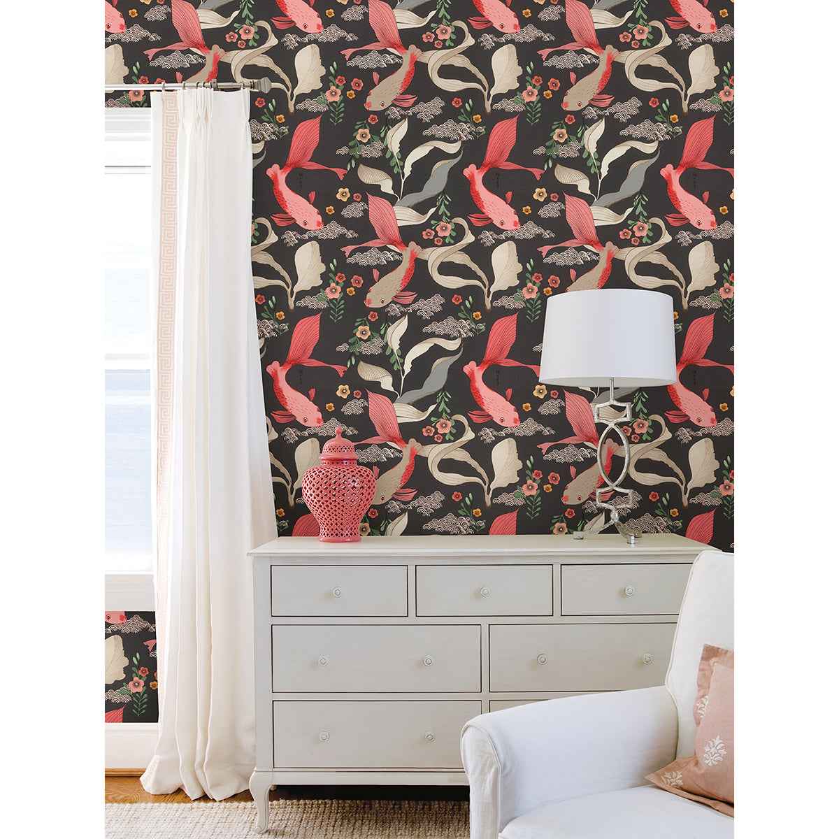 Dai Black Betta Fish Wallpaper - York Wallcoverings - 4035-539851 - York Wallcoverings Wallpaper