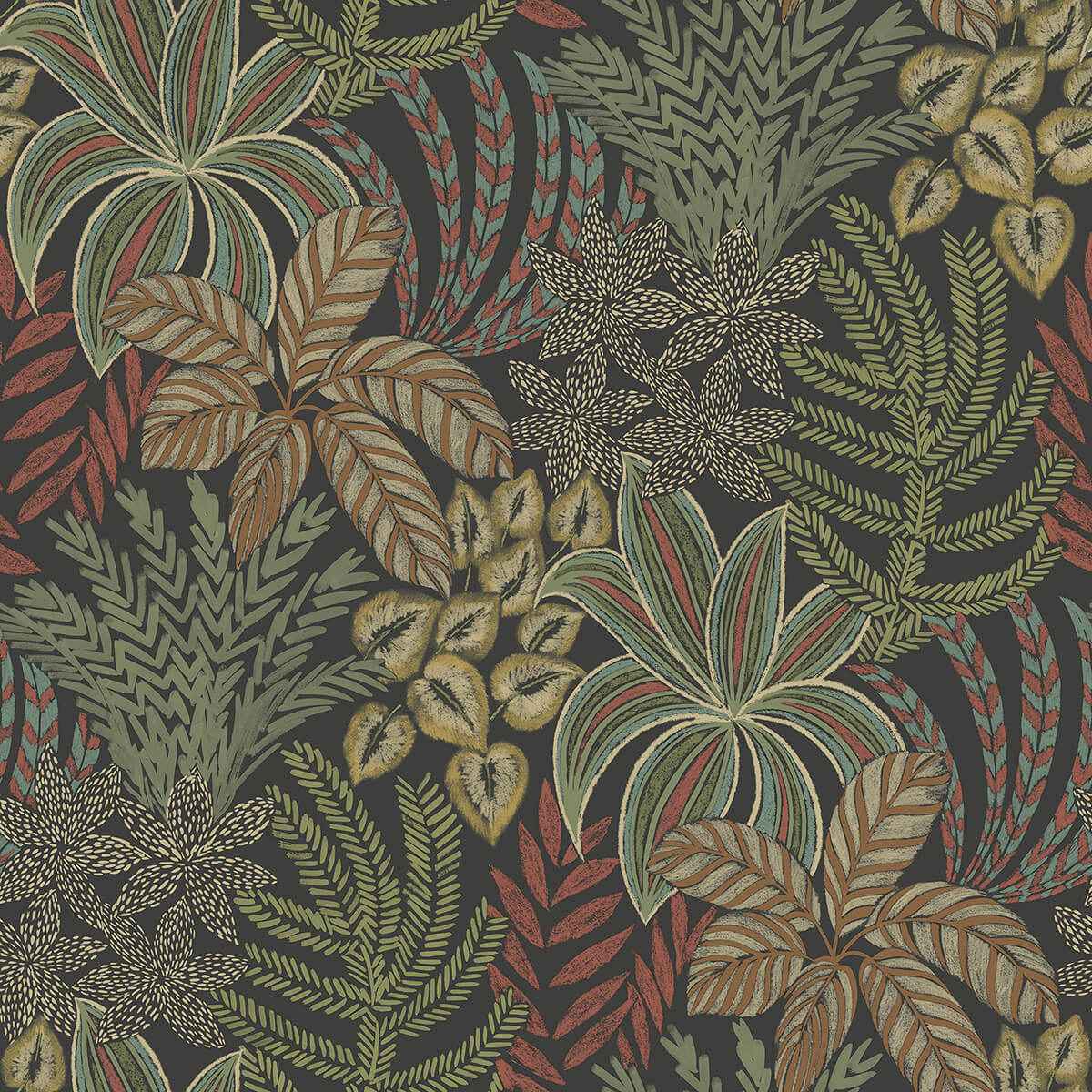 sumner-black-woodland-botanical-wallpaper-york-wallcoverings-2970-13902 - York Wallcoverings Wallpaper