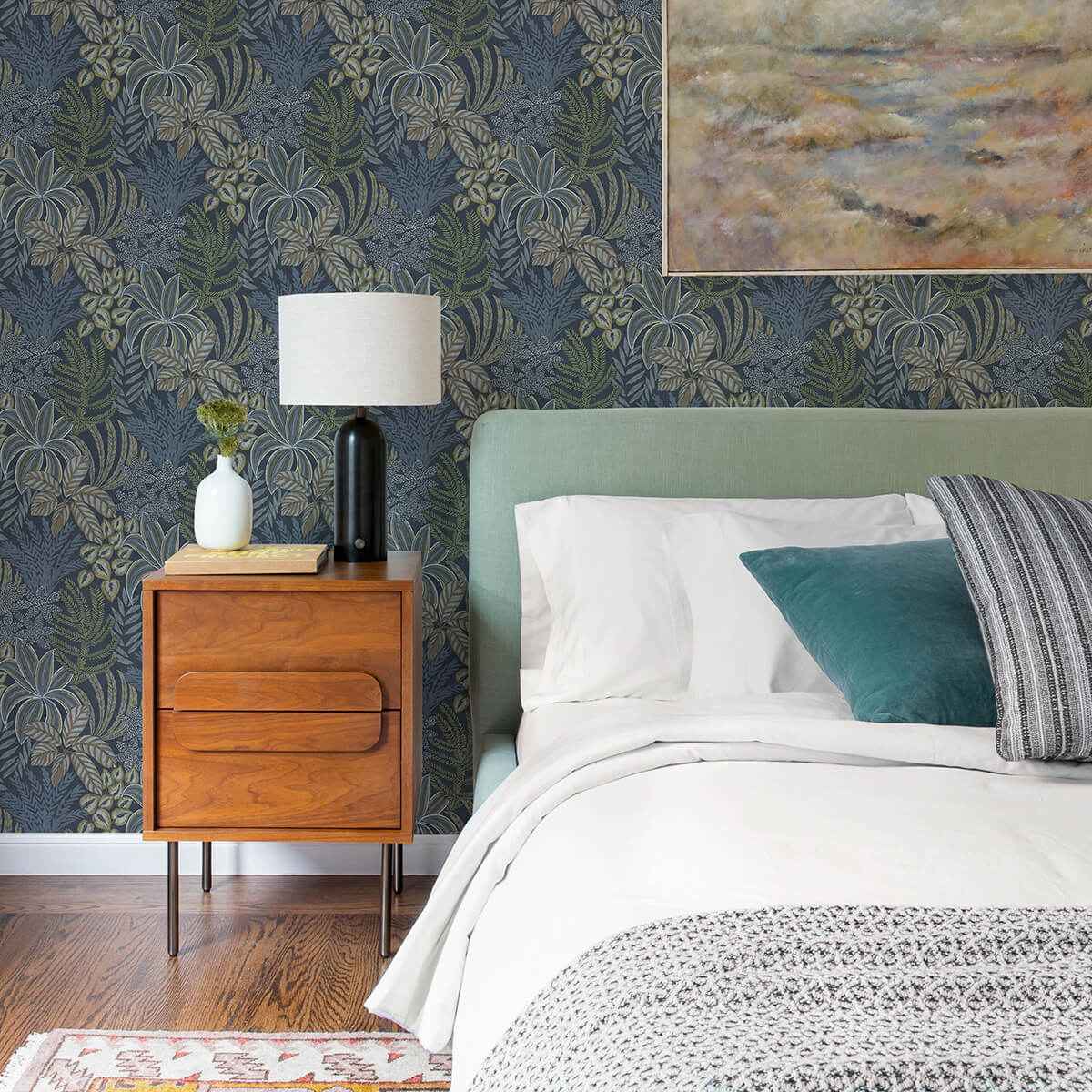 sumner-navy-woodland-botanical-wallpaper-york-wallcoverings-2970-13904 - York Wallcoverings Wallpaper